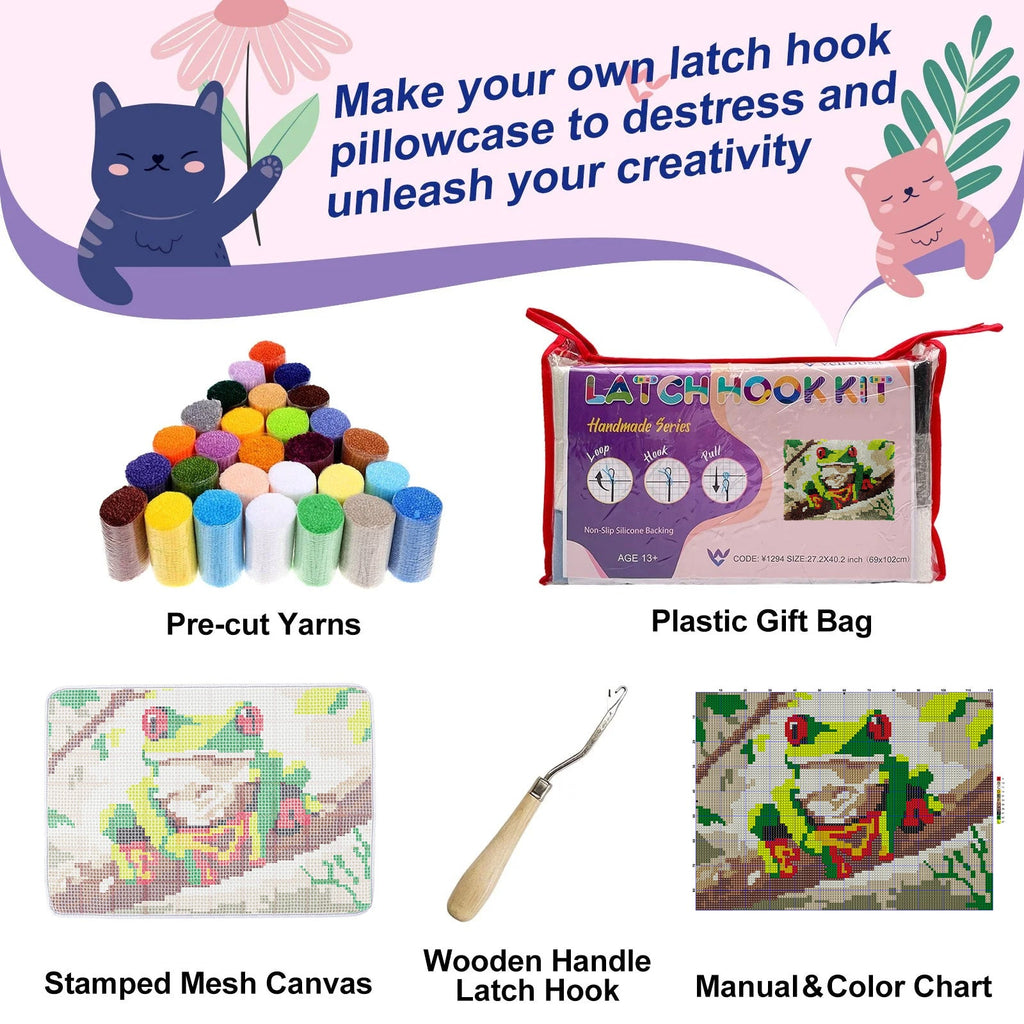 Forest Frog Latch Hook Rug Kit