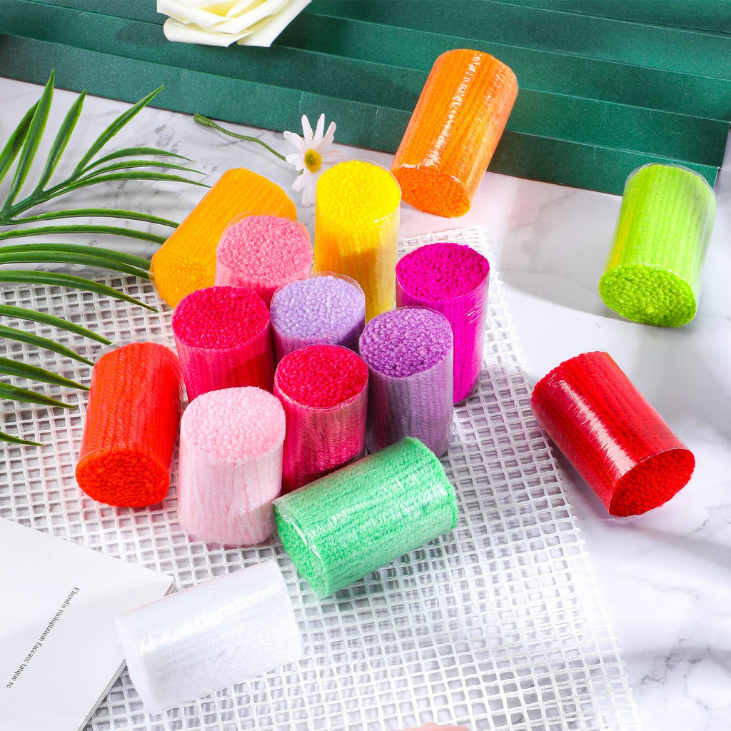 15 Colors 4-Ply Pre-cut Yarn for Latch Hook DIY Craft Projects