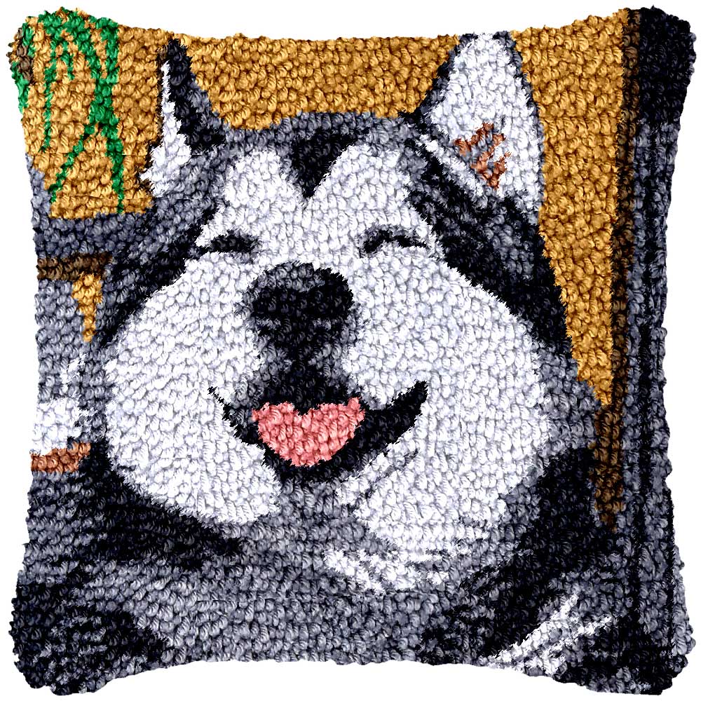 Personalized Pet Latch Hook Pillow Kit Custom Pillwocase from Photo