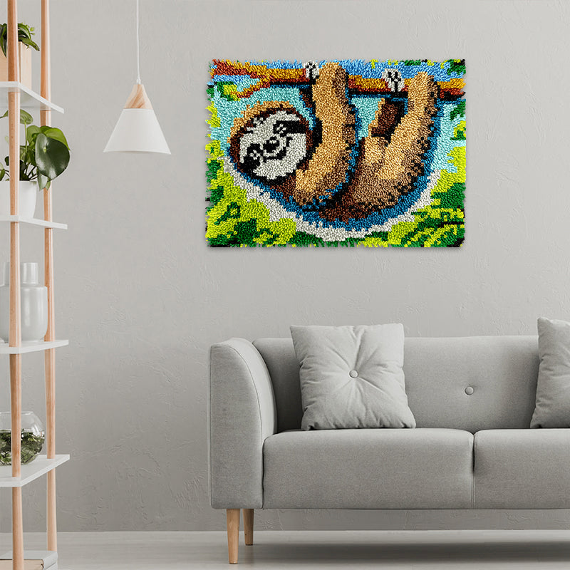 Hanging Sloth Latch Hook Rug Kit