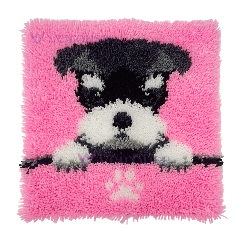 Schnauzer Puppy Latch Hook Pillow Kit