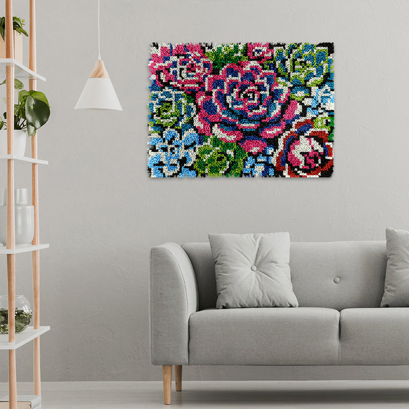 Color Splash Succulents Latch Hook Rug Kit