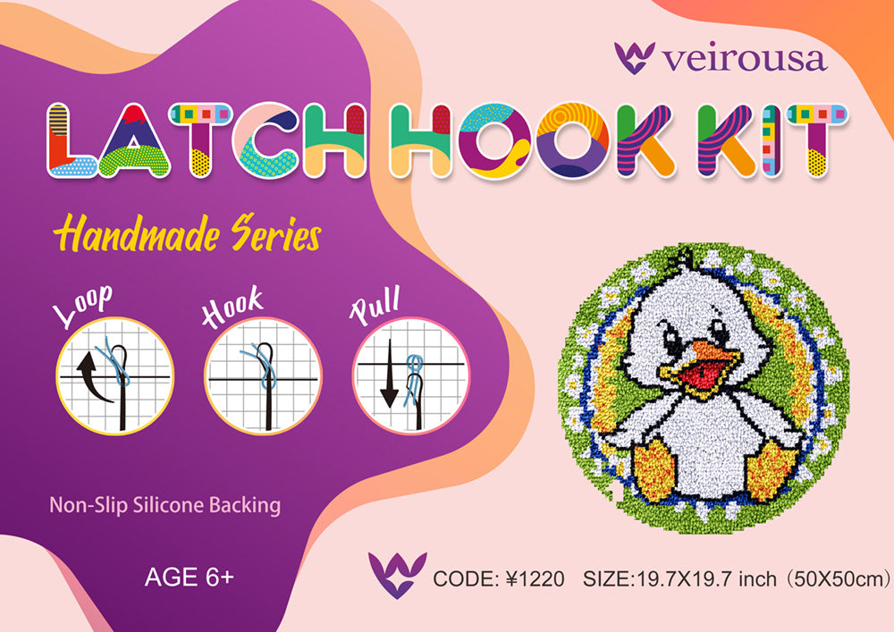 Happy Little White Duck Latch Hook Rug Kit