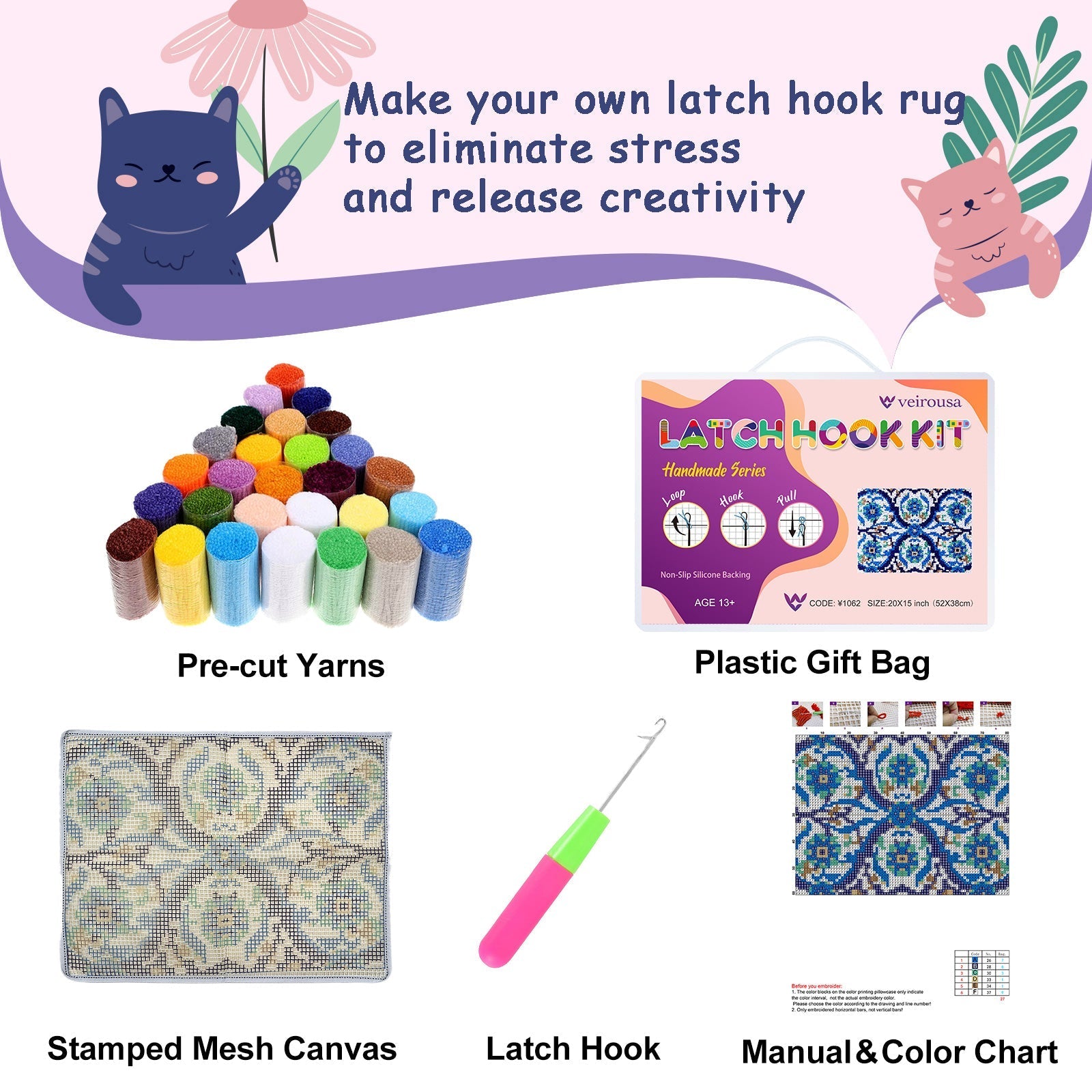 Witch's Hats Halloween Latch Hook Rug Kit