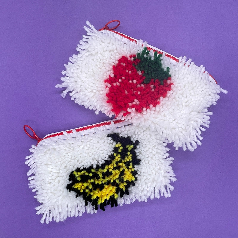 Strawberry Banana and Heart Pencil Case Latch Hook Kit
