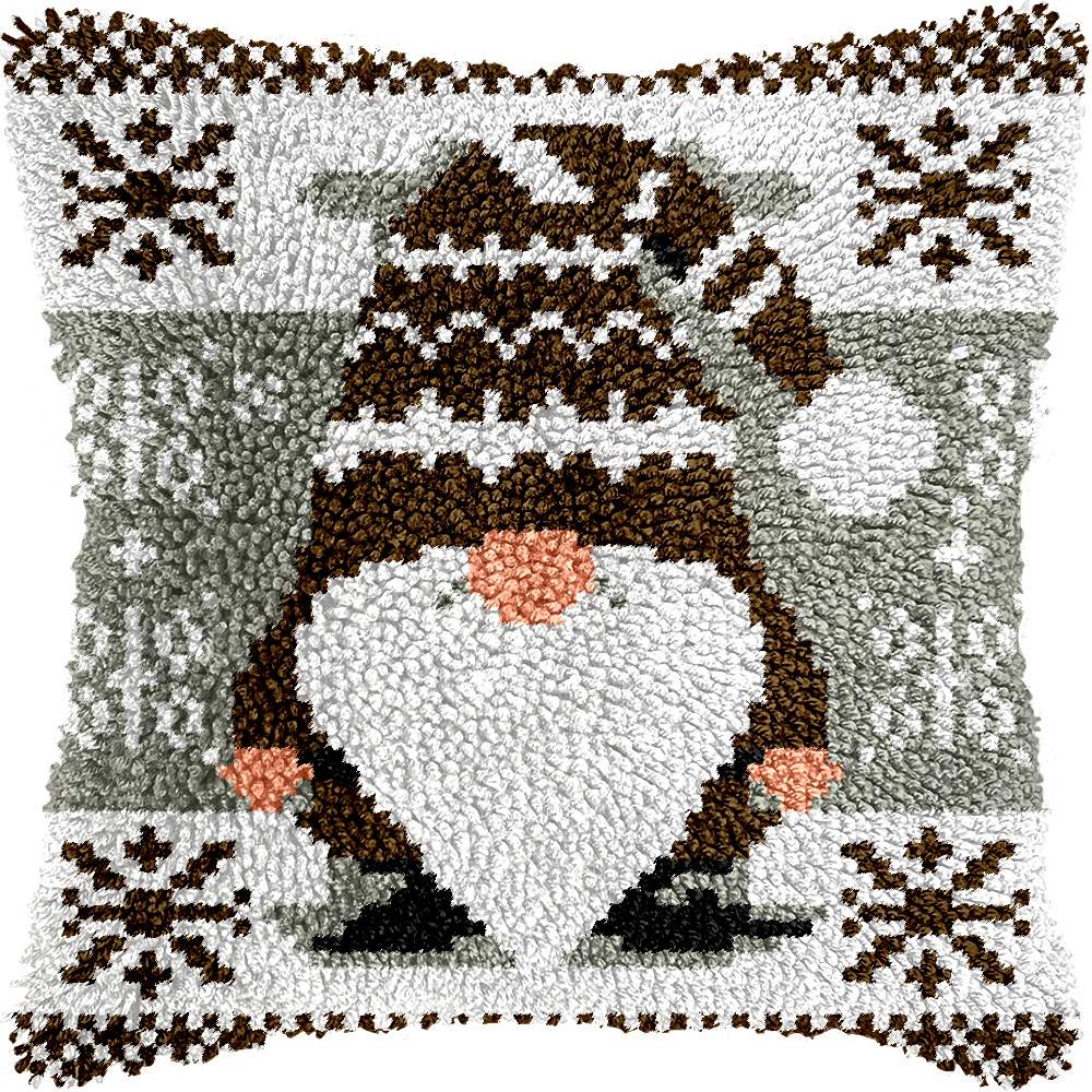 Christmas Gnomes Latch Hook Pillow Kit