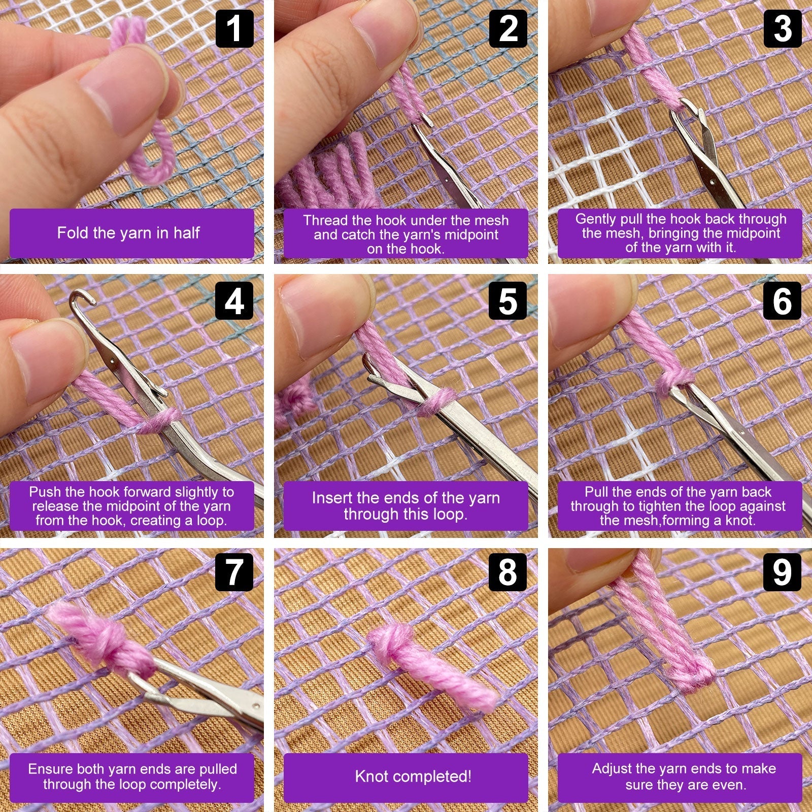 Butterfly & Flowers Latch Hook Pillow Kit