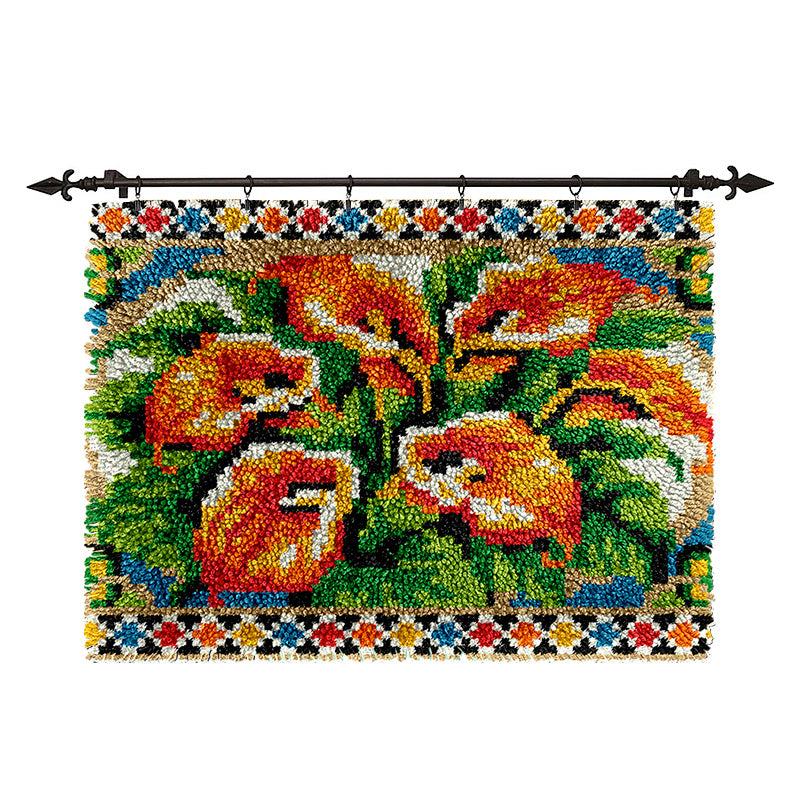 Stained Glass Calla Lily Flower Latch Hook Rug Kit