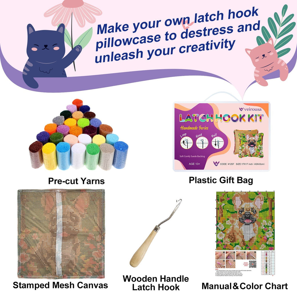 Personalized Pet Latch Hook Pillow Kit Custom Pillwocase from Photo