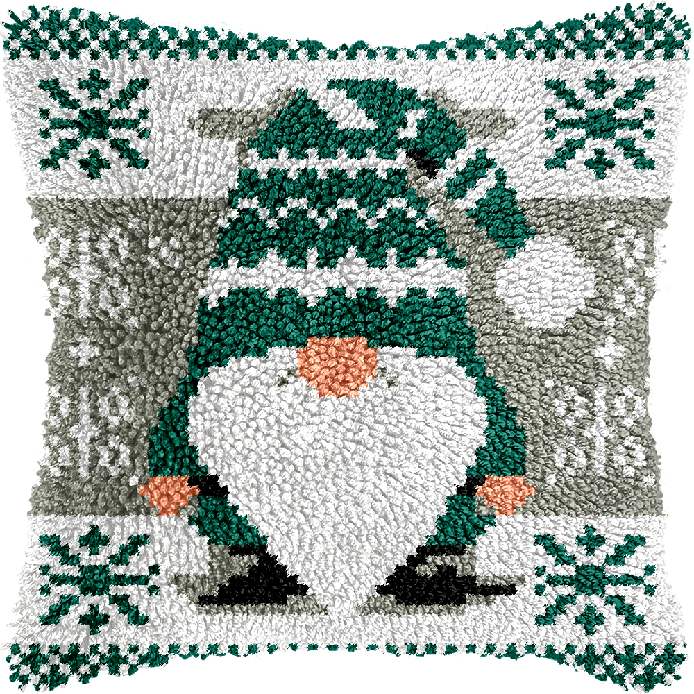 Christmas Gnomes Latch Hook Pillow Kit