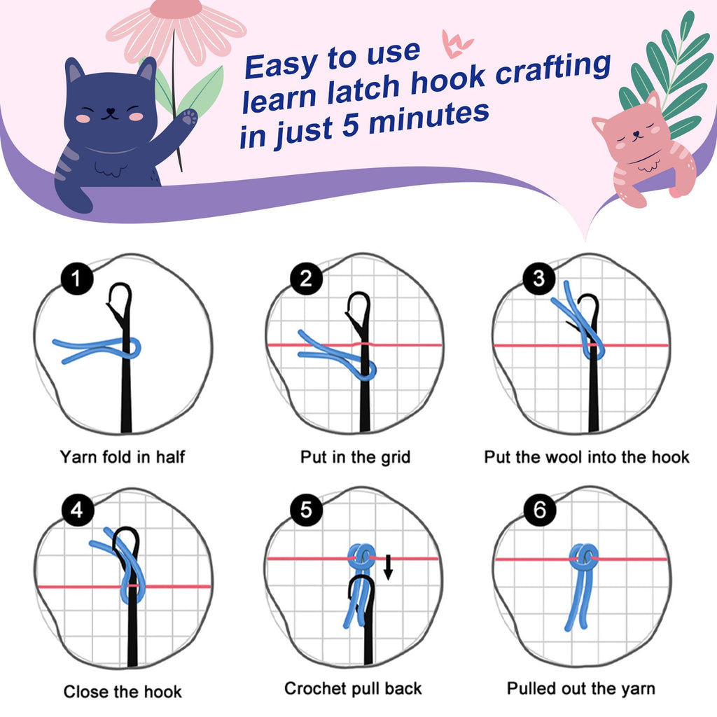 Horse Family Latch Hook Pillow Kit