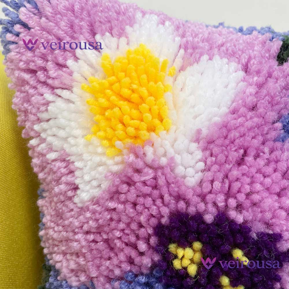 Butterfly & Flowers Latch Hook Pillow Kit