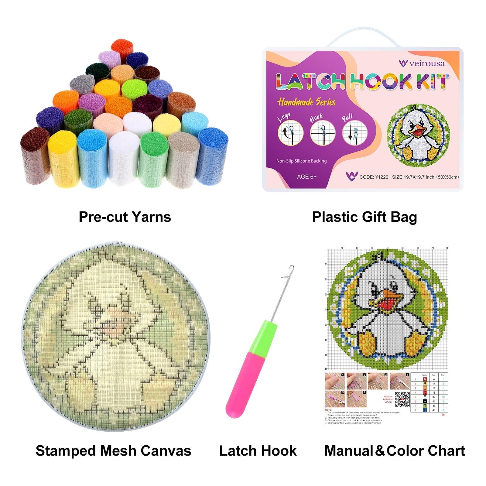 A Duckling's Joyful Day Latch Hook Rug Kit