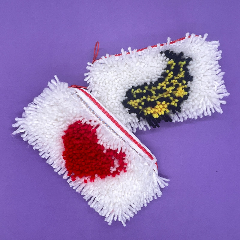 Strawberry Banana and Heart Pencil Case Latch Hook Kit