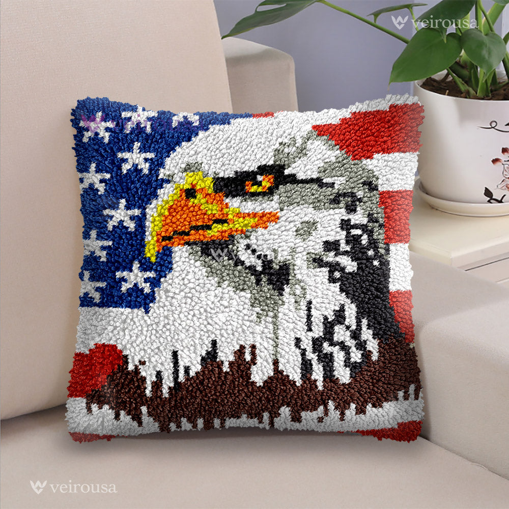 Veirousa American Eagle Latch Hook Pillow Kit