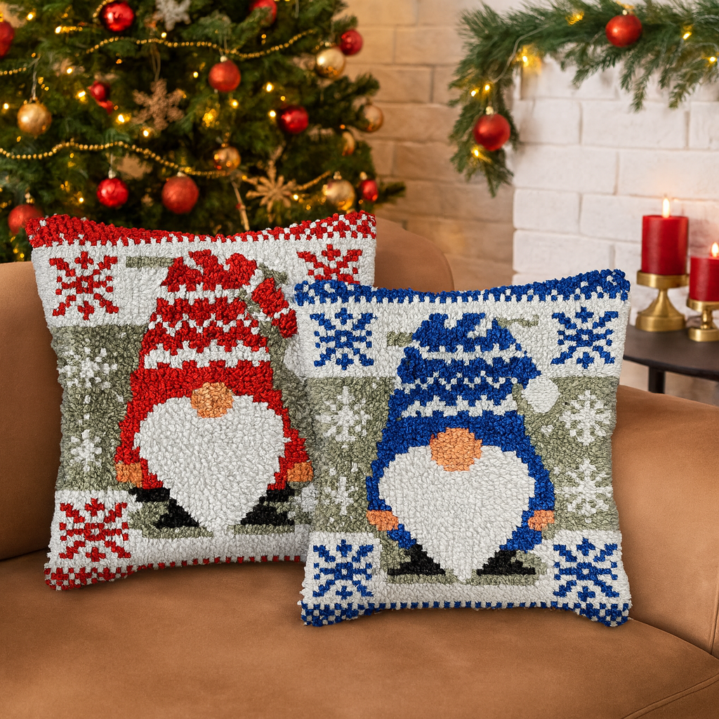 Veirousa Christmas Gnomes Latch Hook Pillow Kit