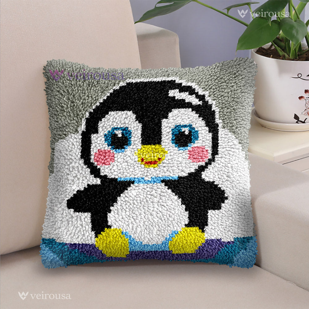 Veirousa Cute Penguin Latch Hook Pillow Kit