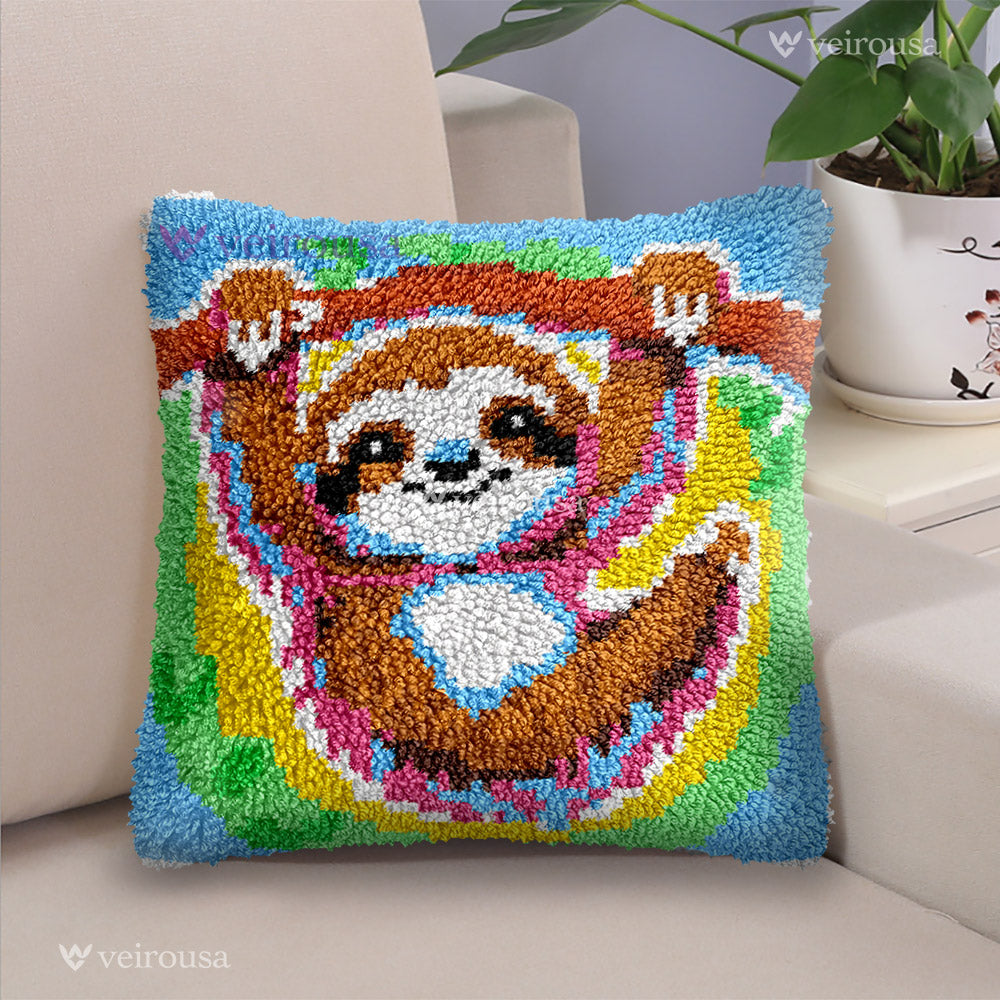 Veirousa Happy Sloth Latch Hook Pillow Kit
