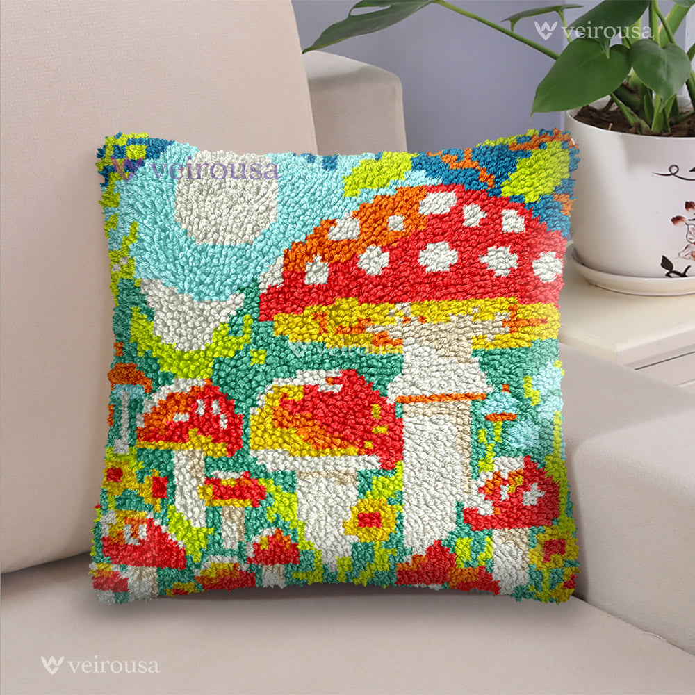 Veirousa Mushroom Forest Latch Hook Pillow Kit