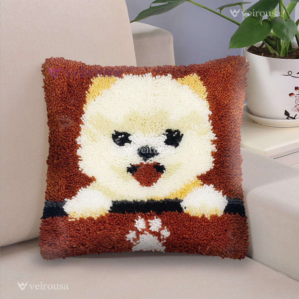 Veirousa Pomeranian Puppy Latch Hook Pillow Kit
