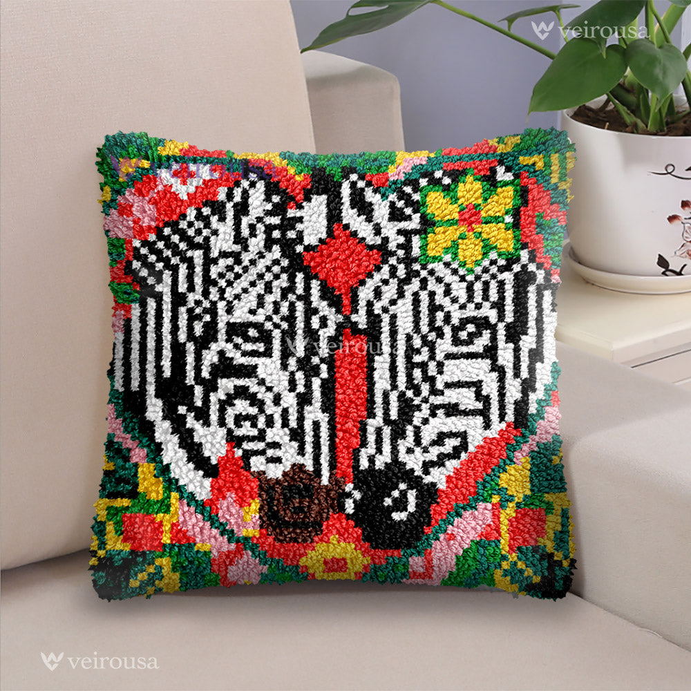 Veirousa Couple Zebras Latch Hook Pillow Kit