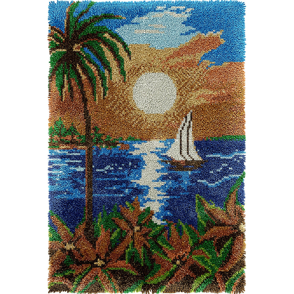 Veirousa Sunset Latch Hook Rug Kit, Large Size DIY Rug Craft Set